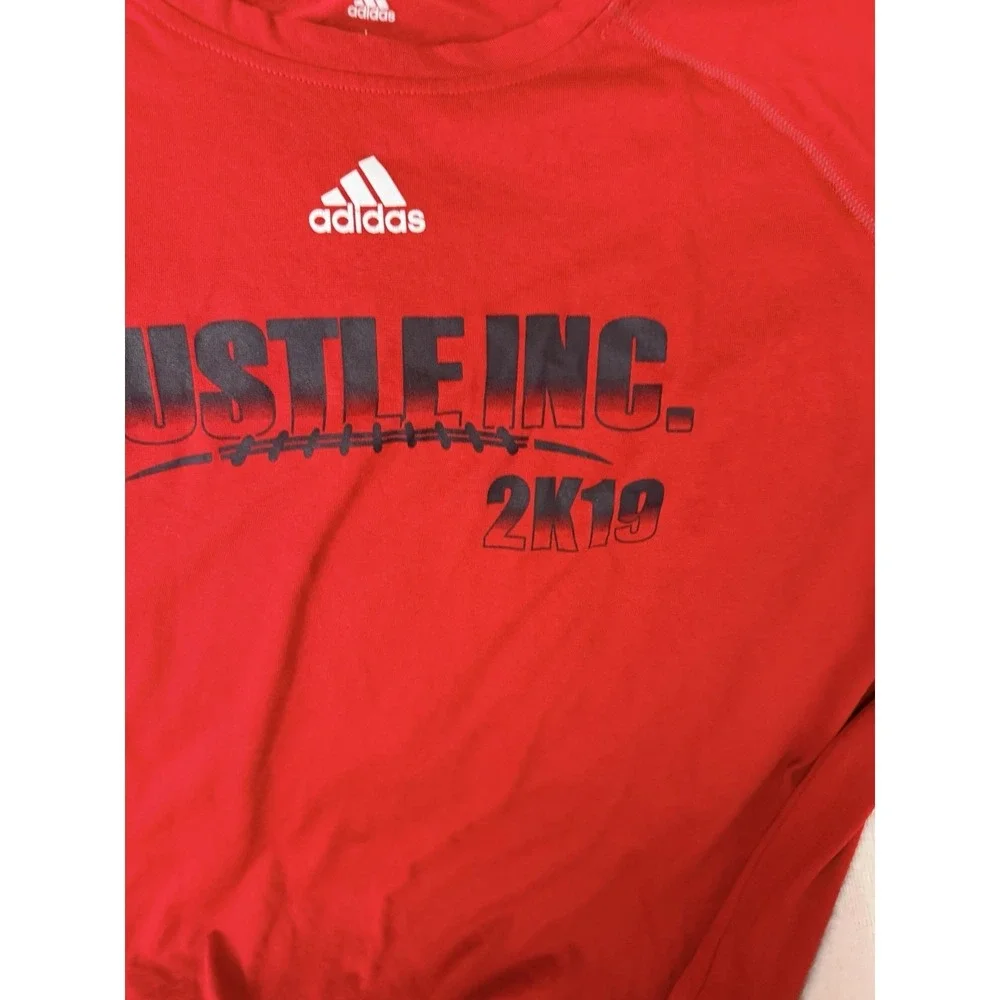 Adidas Climalite Shirt Mens L Red Hustle Inc 2K19 Football Training Team Tee